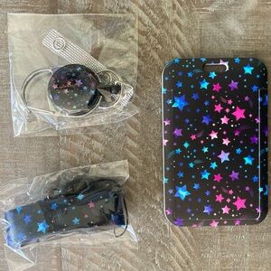 🆕 Dark Starry Card Holder ID Badge with Detachable Extendable Lanyard
